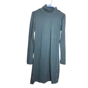 Title Nine Dress Medium Guthrie Bodycon Turtleneck Sexy  Olive Forest Green
